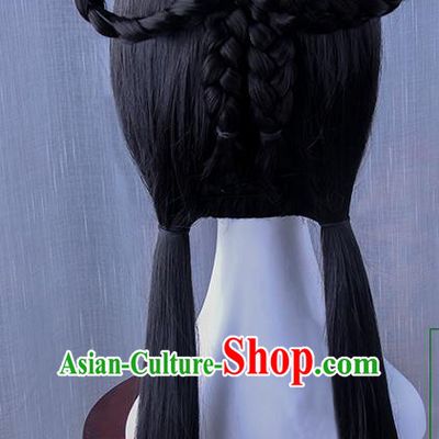 Traditional Handmade Ancient Chinese Han Dynasty Imperial Princess Fairy Hanfu Wig, Ancient Chinese Cosplay Fairy Palace Young Lady Hair Wig for Women