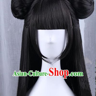 Traditional Handmade Ancient Chinese Han Dynasty Imperial Princess Wig, Ancient Chinese Hanfu Cosplay Fairy Wig for Women