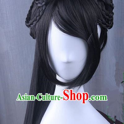 Traditional Handmade Ancient Chinese Han Dynasty Imperial Princess Wig, Ancient Chinese Hanfu Cosplay Fairy Wig for Women