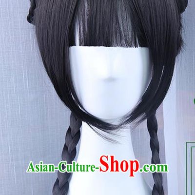 Traditional Handmade Ancient Chinese Han Dynasty Imperial Princess Wig, Ancient Chinese Hanfu Cosplay Palace Lady Fairy Wig for Women