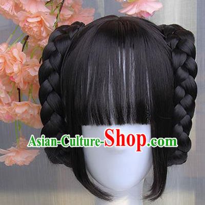 Traditional Handmade Ancient Chinese Han Dynasty Imperial Princess Wig, Ancient Chinese Hanfu Cosplay Fairy Lady Wig for Women
