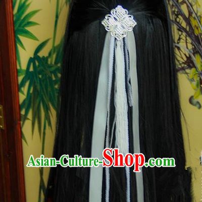 Traditional Handmade Ancient Chinese Han Dynasty Imperial Prince Hair Decoration and Wig Complete Set, Ancient Chinese Swordsman Headwear and Wig for Men