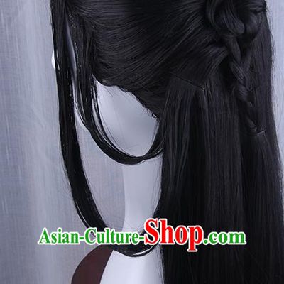 Traditional Handmade Ancient Chinese Han Dynasty Imperial Princess Wig, Ancient Chinese Hanfu Cosplay Fairy Swordsman Wig for Women