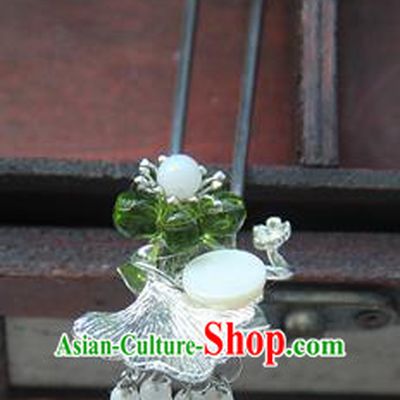 Traditional Handmade Chinese Ancient Princess Classical Hanfu Accessories Jewellery Blue Glass Hair Sticks Hair Step Shake, Tassel Hair Fascinators Hairpins for Women