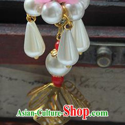 Traditional Handmade Chinese Ancient Princess Classical Hanfu Accessories Jewellery Pearl Flowers Hair Sticks Hair Step Shake, Tassel Hair Fascinators Hairpins for Women