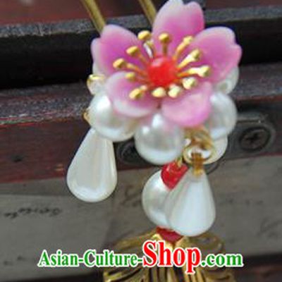 Traditional Handmade Chinese Ancient Princess Classical Hanfu Accessories Jewellery Pearl Flowers Hair Sticks Hair Step Shake, Tassel Hair Fascinators Hairpins for Women