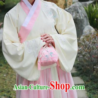 Traditional Ancient Chinese Female Costume Embroidered Flowers Blouse and Dress Complete Set, Elegant Hanfu Clothing Chinese Ming Dynasty Embroidered Palace Princess Clothing for Women