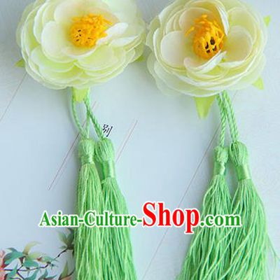 Traditional Handmade Chinese Ancient Princess Classical Hanfu Accessories Jewellery Silk Flowers Tassel Hair Step Shake Hair Claws, Tassel Hair Fascinators Hairpins for Women