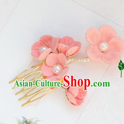Traditional Handmade Chinese Ancient Princess Classical Hanfu Accessories Jewellery Silk Flowers Hair Step Shake Hair Claws, Hair Comb Hairpins for Women