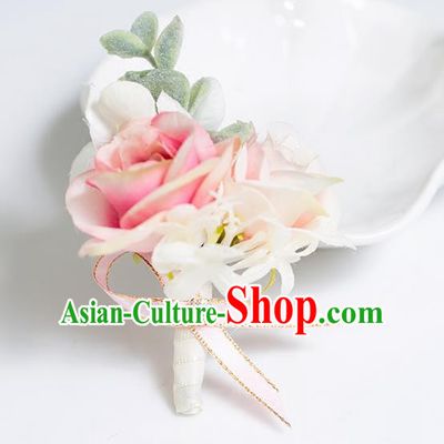 Top Grade Classical Wedding Silk Flowers, Bride Emulational Wrist Flowers Bridesmaid Bracelet Flowers for Women