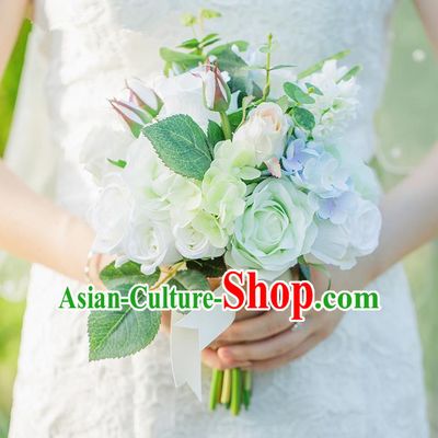 Top Grade Classical Wedding Silk Flowers, Bride Holding Emulational Flowers, Hand Tied Bouquet Flowers for Women