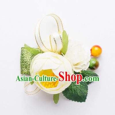 Top Grade Classical Wedding Silk Flowers, Bride Emulational Wrist Flowers Bridesmaid Bracelet Flowers for Women