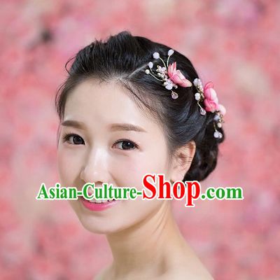 Handmade Chinese Classical Hair Accessories Wedding Hair Sticks Hair Jewellery, Bride Royal Crown Red Plum Flowers Hair Clasp for Women