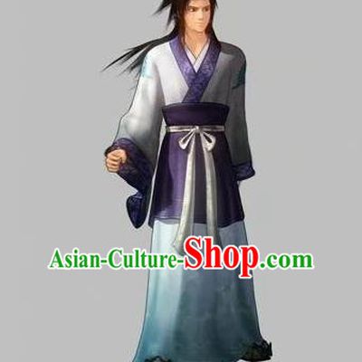 Traditional Ancient Chinese Classical Cartoon Character Uniform Cosplay Swordsman Game Role Complete Set for Men