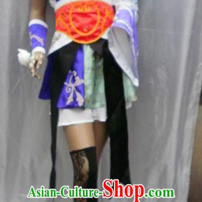Traditional Ancient Chinese Classical Cartoon Character Dress Uniform Cosplay Game Role Qin Dynasty Less Destiny Costume and Headwear Complete Set for Women