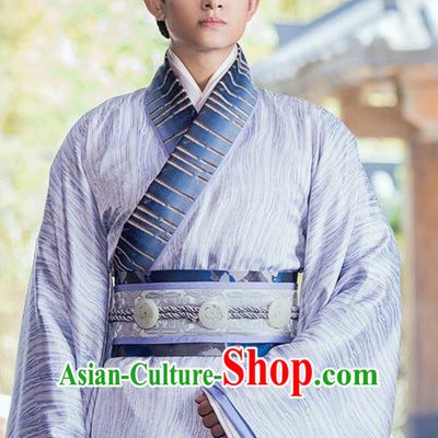 Traditional Ancient Chinese Nobility Childe Costume, Elegant Hanfu Male Lordling Dress Warring States Literati Swordsman Clothing, China Warring States Period Qu Yuan Imperial Prince Embroidered Clothing for Men