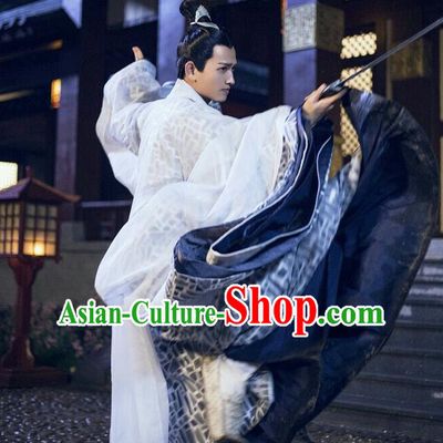 Traditional Ancient Chinese Nobility Childe Costume, Elegant Hanfu Male Lordling Dress Ancient Swordsman Clothing, China Warring States Period Qu Yuan Imperial Prince Embroidered Clothing for Men