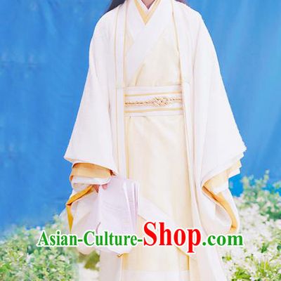 Traditional Ancient Chinese Nobility Childe Costume, Elegant Hanfu Male Lordling Dress Ancient Literati Clothing, China Warring States Period Qu Yuan Imperial Prince Embroidered Clothing for Men