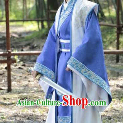 Traditional Ancient Chinese Nobility Childe Costume, Elegant Hanfu Male Lordling Dress Warring States Literati Clothing, China Warring States Period Qu Yuan Imperial Prince Embroidered Clothing for Men