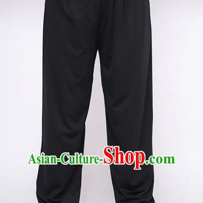 Traditional Chinese Top QMilch Kung Fu Costume Martial Arts Kung Fu Training Black Pants, Tang Suit Gongfu Shaolin Wushu Plus Fours, Tai Chi Taiji Teacher Trousers for Women for Men