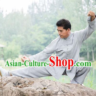 Traditional Chinese Top Tencel Ramie Kung Fu Costume Martial Arts Kung Fu Training Plated Buttons Uniform, Tang Suit Gongfu Shaolin Wushu Clothing, Tai Chi Taiji Teacher Suits Uniforms for Men