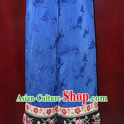 Chinese Hmong Miao Nationality Folk Dance Ethnic Handmade Trousers China Clothing Costume Embroidery Pants Ethnic Pants Cultural Dances Costumes for Women