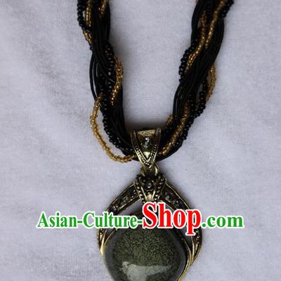 Traditional Chinese Miao Ethnic Minority Necklace, Hmong Handmade Sweater Chain, Miao Ethnic Jewelry Accessories Collarbone Chain Necklace for Women