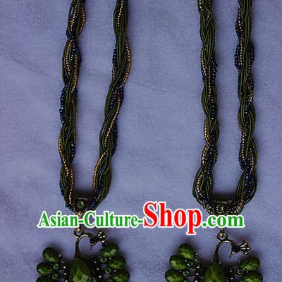 Traditional Chinese Miao Ethnic Minority Necklace, Hmong Handmade Sweater Chain Phoenix Pendant, Miao Ethnic Jewelry Accessories Collarbone Chain Necklace for Women