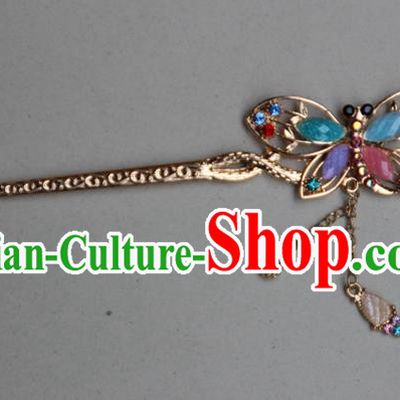 Traditional Chinese Miao Ethnic Minority Palace Hair Jewelry Accessories, Hmong Handmade Butterfly Tassel Hairpins, Miao Ethnic Jewelry Accessories Hair Claw for Women