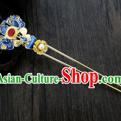 Traditional Handmade Chinese Ancient Classical Hair Accessories Barrettes Hairpin, Blueing Hair Sticks Hair Jewellery, Hair Fascinators Hairpins for Women