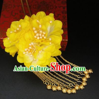 Traditional Handmade Chinese Ancient Classical Hair Accessories Barrettes Hairpin, Flowers Tassel Headdress Hair Jewellery, Hair Fascinators Hairpins for Women