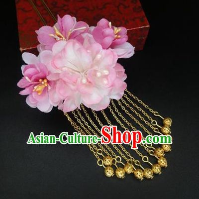 Traditional Handmade Chinese Ancient Classical Hair Accessories Barrettes Hairpin, Flowers Tassel Headdress Hair Jewellery, Hair Fascinators Hairpins for Women