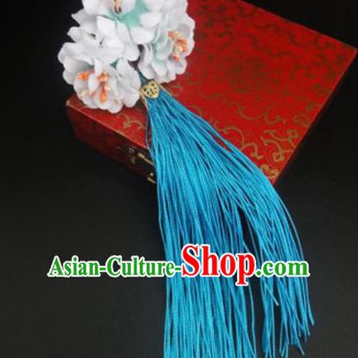 Traditional Handmade Chinese Ancient Classical Hair Accessories Barrettes Hairpin, Flowers Long Tassel Headdress Hair Jewellery, Hanfu Hair Fascinators Hairpins for Women