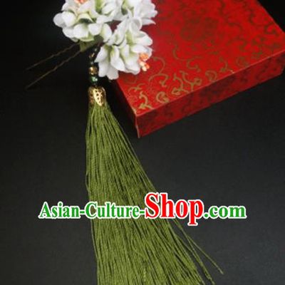 Traditional Handmade Chinese Ancient Classical Hair Accessories Barrettes Hairpin, Flowers Long Tassel Headdress Hair Jewellery, Hanfu Hair Fascinators Hairpins for Women