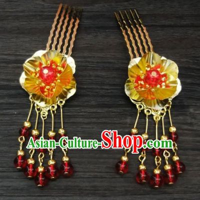 Traditional Handmade Chinese Ancient Classical Hair Accessories Barrettes Hairpin, Flowers Tassel Headdress Hair Jewellery, Hair Fascinators Hairpins for Women