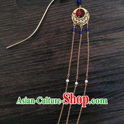 Traditional Handmade Chinese Ancient Classical Hair Accessories Barrettes Butterfly Hairpin, Imperial Emperess Tassel Headdress Blueing Hair Jewellery, Hair Fascinators Hairpins for Women