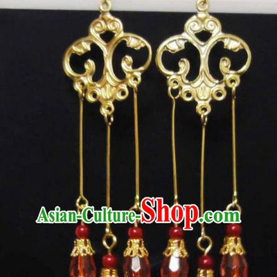 Traditional Handmade Chinese Ancient Classical Imperial Emperess Wedding Tassel Earrings for Women