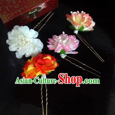 Traditional Handmade Chinese Ancient Classical Hair Accessories Barrettes Hairpin, Flowers Headdress Hair Jewellery, Hair Fascinators Hairpins for Women