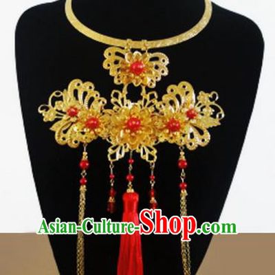 Traditional Handmade Chinese Ancient Classical Jewellery Accessories Necklace, Bride Tassel Wedding Necklace for Women