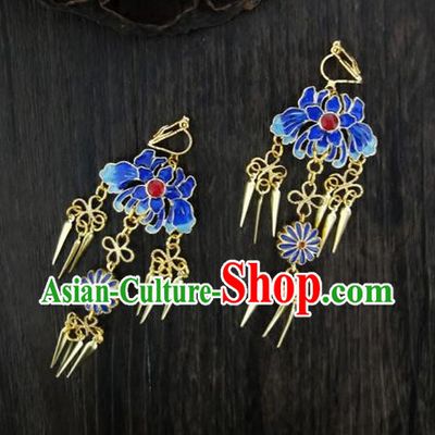 Traditional Handmade Chinese Ancient Classical Blueing Earrings for Women