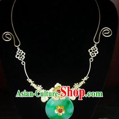 Traditional Handmade Chinese Ancient Classical Jewellery Accessories Jade Necklace, Bride Wedding Necklace for Women