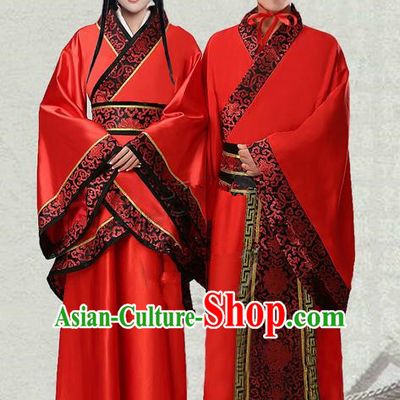 Traditional Ancient Chinese Imperial Emperess and Emperor Costume Set, Chinese Han Dynasty Wedding Dress, Cosplay Chinese Imperial Princess and King Clothing Hanfu for Women for Men