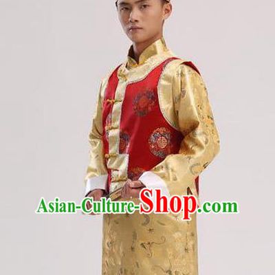 Traditional Ancient Chinese Imperial Emperor Costume, Chinese Qing Dynasty Male Wedding Dress, Cosplay Chinese Imperial Prince Clothing Hanfu for Men