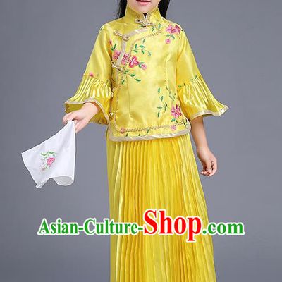 Traditional Ancient Chinese Imperial Emperess Costume, General Chai and Lady Balsam Costume, Chinese Qing Dynasty Republic of China Children Dress, Cosplay Chinese Peri Imperial Princess Clothing Hanfu for Kids