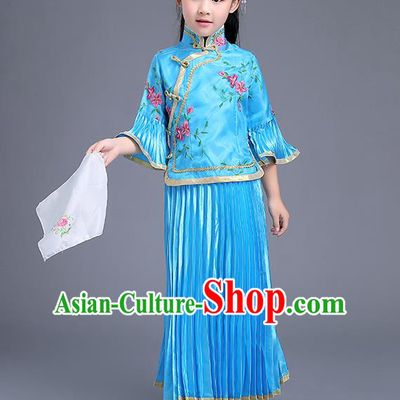 Traditional Ancient Chinese Imperial Emperess Costume, General Chai and Lady Balsam Costume, Chinese Qing Dynasty Republic of China Children Dress, Cosplay Chinese Peri Imperial Princess Clothing Hanfu for Kids