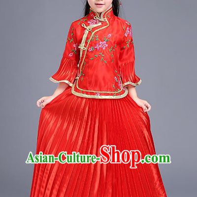 Traditional Ancient Chinese Imperial Emperess Costume, General Chai and Lady Balsam Costume, Chinese Qing Dynasty Republic of China Children Dress, Cosplay Chinese Peri Imperial Princess Clothing Hanfu for Kids