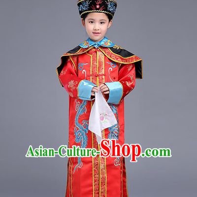 Traditional Ancient Chinese Imperial Empress Costume, Chinese Qing Dynasty Children Dress, Cosplay Chinese Imperial Queen Clothing for Kids