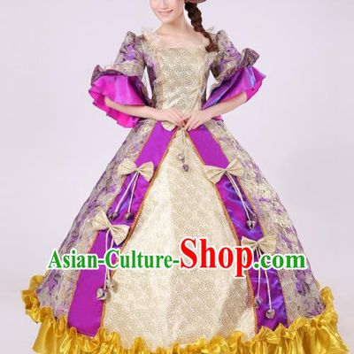 Traditional Ancient European Female Clothing, European Palace Court Juliet Stage Costumes and Hat Complete Set for Women