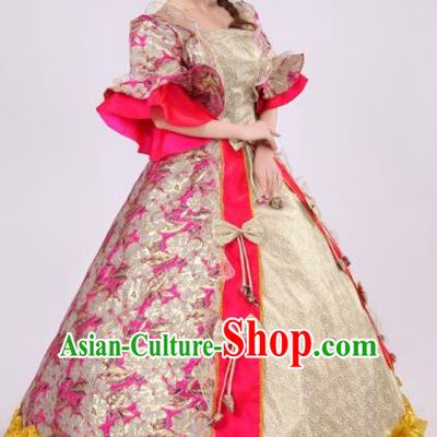 Traditional Ancient European Female Clothing, European Palace Court Juliet Stage Costumes and Hat Complete Set for Women