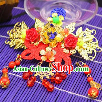 Traditional Handmade Chinese Ancient Classical Hair Accessories Barrettes Hairpin, Bride Wedding Hair Sticks and Earrings, Hair Fascinators Hairpins for Women